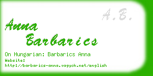 anna barbarics business card